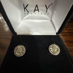 Kay Jewelers Silver Halo Stud Earrings
